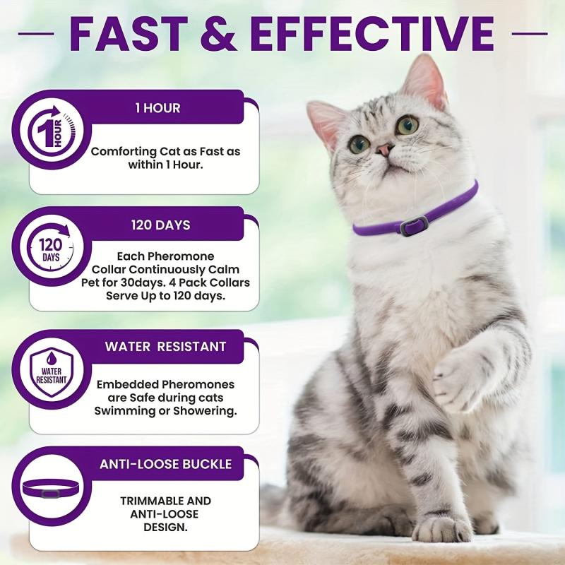 Calming Pheromone Collar for Cats - Reduce Anxiety, Stress - Pet Supplies