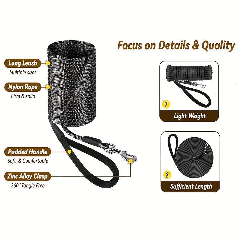 Nylon Training Dog Leash for Small Medium Large Dogs 4.57m-9.14m-15.24m