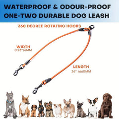 Waterproof Dual Pet Leash - Walk 2 Dogs Comfortably