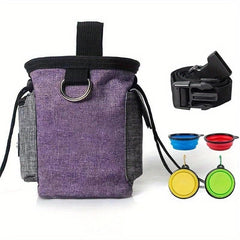 Dog Training Waist Bag Folding Bowl Snack Belt