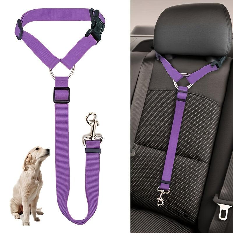 Adjustable 2 in 1 Nylon Lead Leash And Seat Belt Puppy Seat Belt