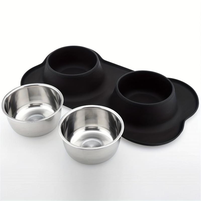 Stainless Steel Dog Feeder Bowls with No Spill Mat
