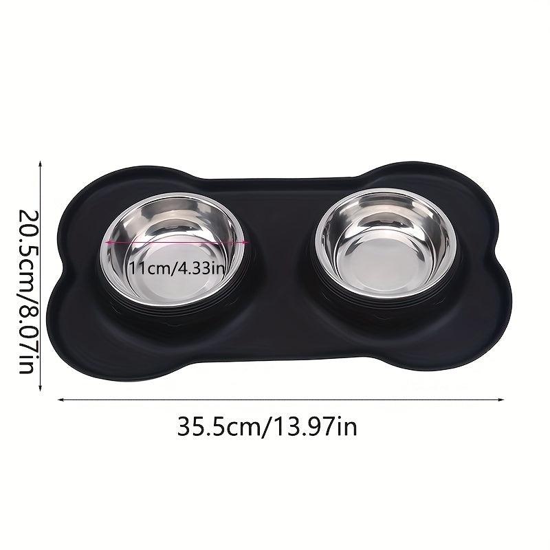 Stainless Steel Dog Feeder Bowls with No Spill Mat