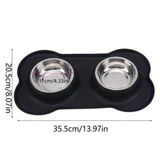 Stainless Steel Dog Feeder Bowls with No Spill Mat