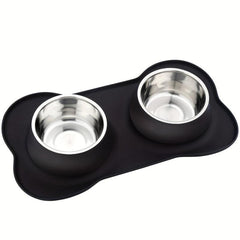Stainless Steel Dog Feeder Bowls with No Spill Mat