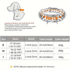 Golden Spikes Studded Dog Collar Leather for Medium and Large Dogs