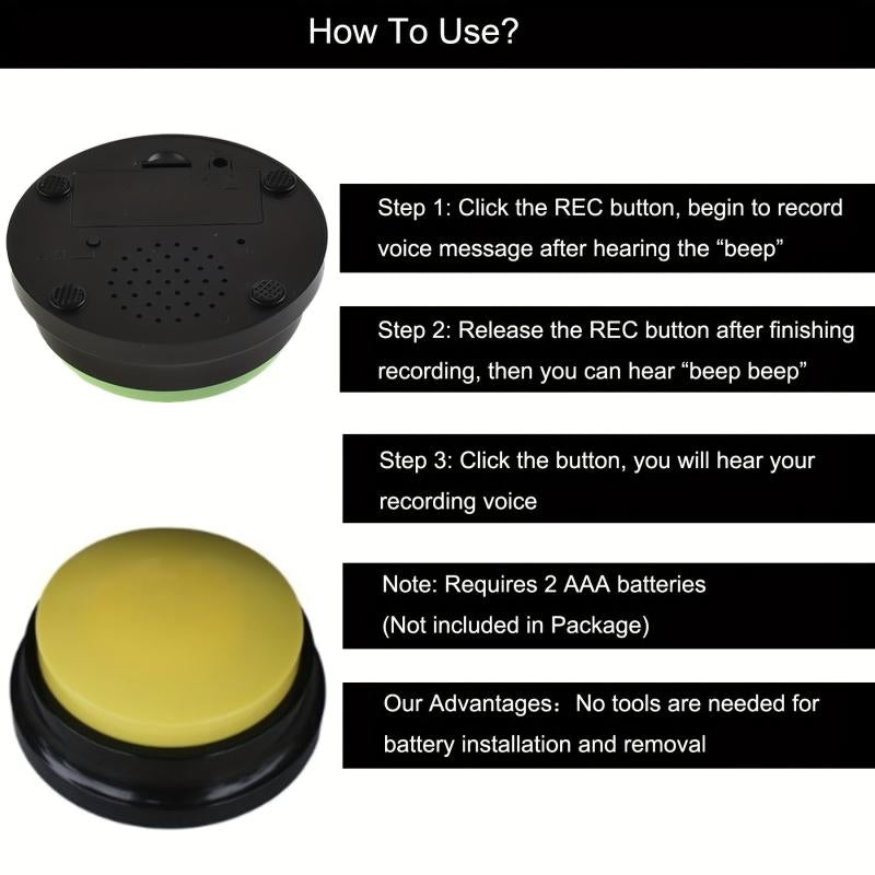 4pcs Dog Communication Voice Recording Buttons Training Buzzer 30s Rec