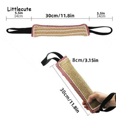 Durable Cotton Pet Dog Tear Bite Training Rod Tug With Dual Handles