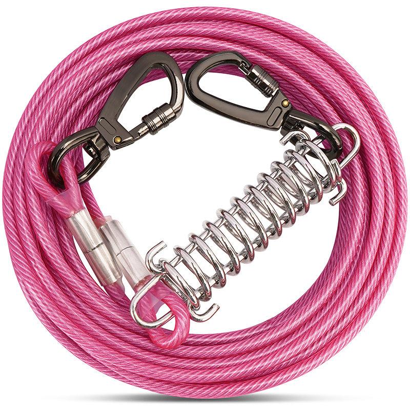 Heavy Duty Dog Tie Out Cable with Spring 10-50FT Long Dog Leash Runner for Yard