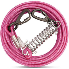 Heavy Duty Dog Tie Out Cable with Spring 10-50FT Long Dog Leash Runner for Yard