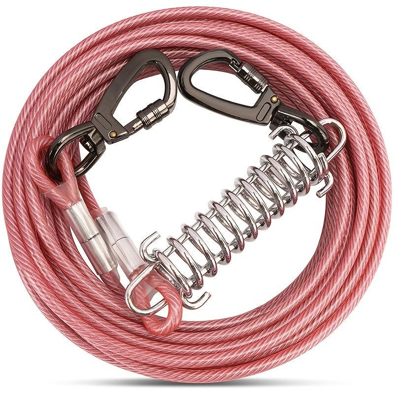 Heavy Duty Dog Tie Out Cable with Spring 10-50FT Long Dog Leash Runner for Yard