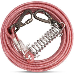 Heavy Duty Dog Tie Out Cable with Spring 10-50FT Long Dog Leash Runner for Yard