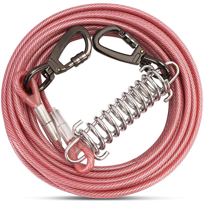 Heavy Duty Dog Tie Out Cable with Spring 10-50FT Long Dog Leash Runner for Yard