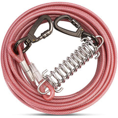 Heavy Duty Dog Tie Out Cable with Spring 10-50FT Long Dog Leash Runner for Yard