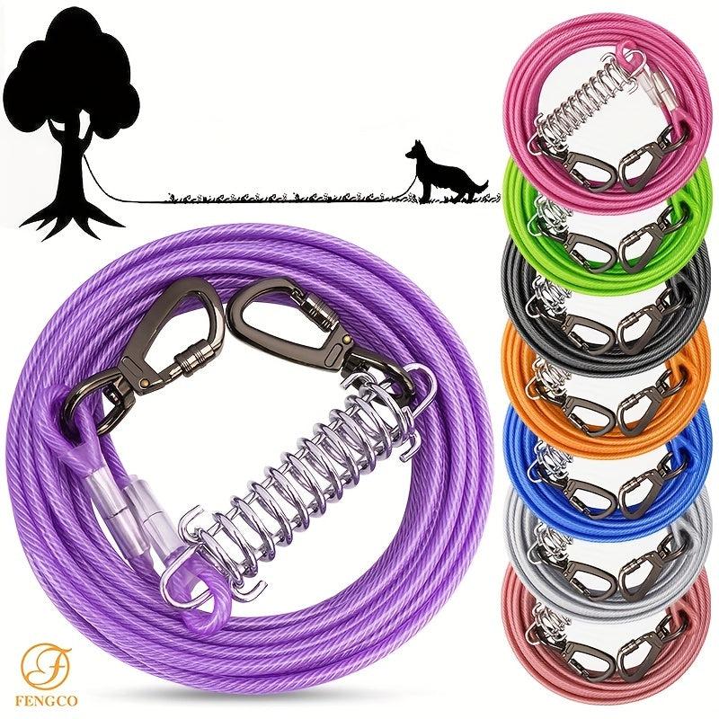 Heavy Duty Dog Tie Out Cable with Spring 10-50FT Long Dog Leash Runner for Yard