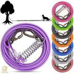 Heavy Duty Dog Tie Out Cable with Spring 10-50FT Long Dog Leash Runner for Yard
