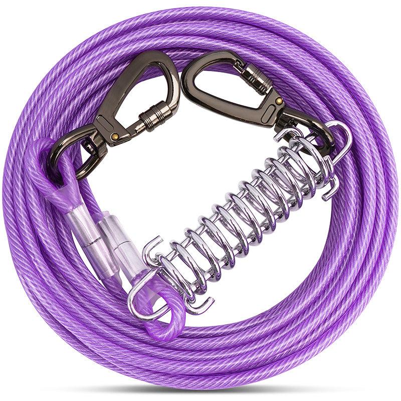 Heavy Duty Dog Tie Out Cable with Spring 10-50FT Long Dog Leash Runner for Yard