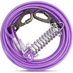Heavy Duty Dog Tie Out Cable with Spring 10-50FT Long Dog Leash Runner for Yard