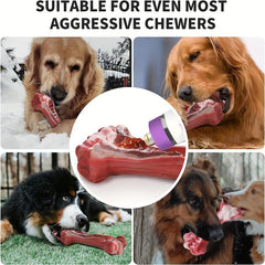 Indestructible Dog Chew Bone for Aggressive Chewers - Natural Rubber Toy