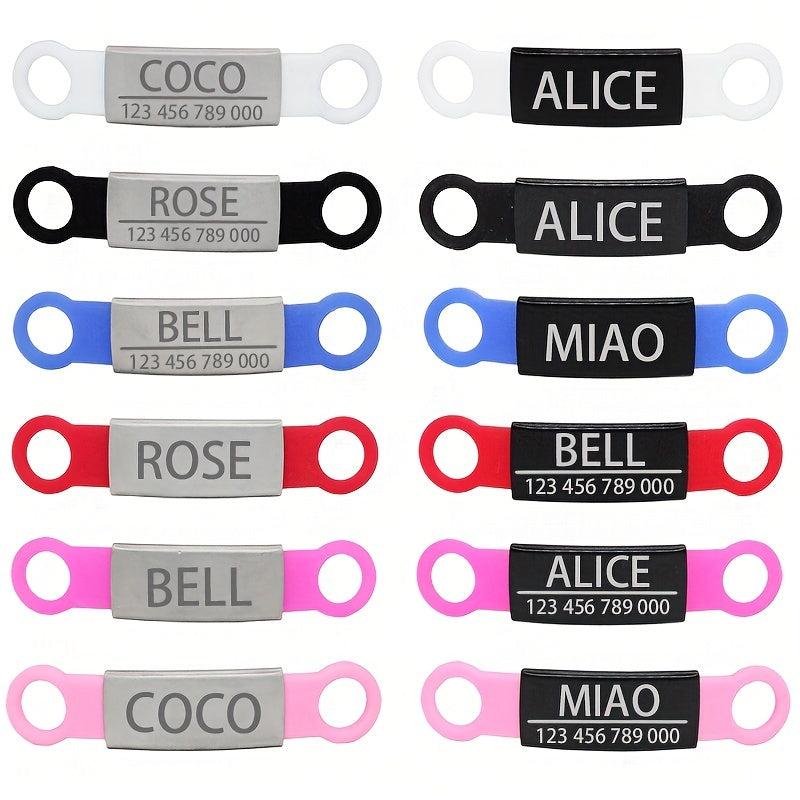 Red Colloid Pet ID Tag Stainless Steel Personalized Dogs Cats Custom Engraving