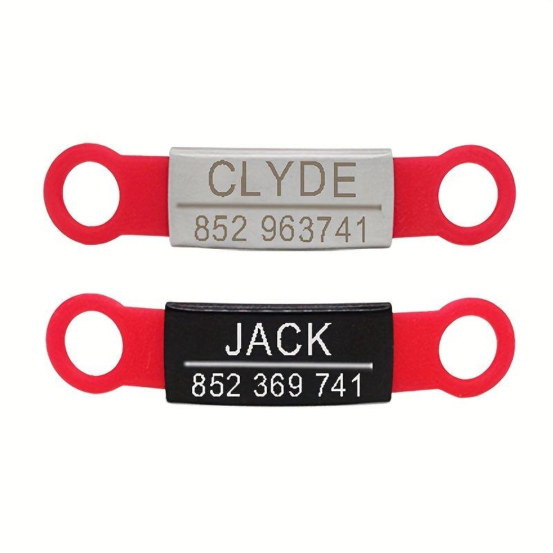 Red Colloid Pet ID Tag Stainless Steel Personalized Dogs Cats Custom Engraving