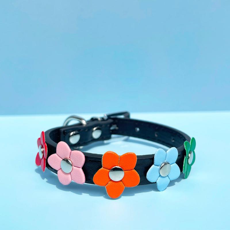 Colorful Leather Flower Collar for Pets