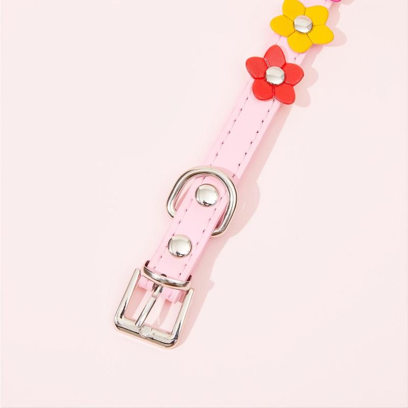 Colorful Leather Flower Collar for Pets