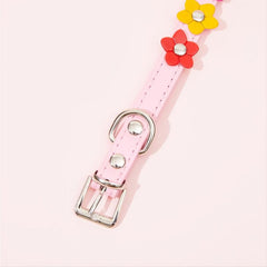 Colorful Leather Flower Collar for Pets