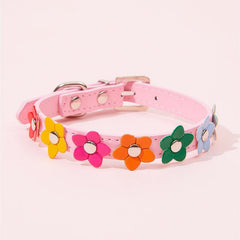 Colorful Leather Flower Collar for Pets