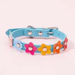 Colorful Leather Flower Collar for Pets