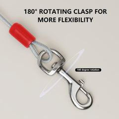 Steel Wire Dog Tether Double Headed Dog Leash Yard Camping Training Leash