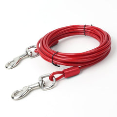 Steel Wire Dog Tether Double Headed Dog Leash Yard Camping Training Leash