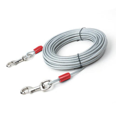 Steel Wire Dog Tether Double Headed Dog Leash Yard Camping Training Leash