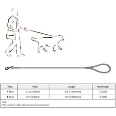 Durable Dog Lead Leash w/ Leather Connection & Metal Hook