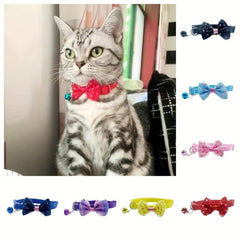 Knitted Cat Collar with Bell and Buckle