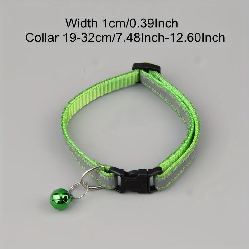 Reflective Cat Collar With Safety Buckle Adjustable Cat Collar Pet Cat Bell Coll