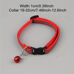 Reflective Cat Collar With Safety Buckle Adjustable Cat Collar Pet Cat Bell Coll