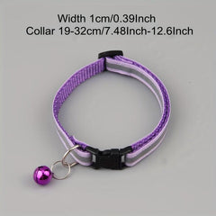 Reflective Cat Collar With Safety Buckle Adjustable Cat Collar Pet Cat Bell Coll