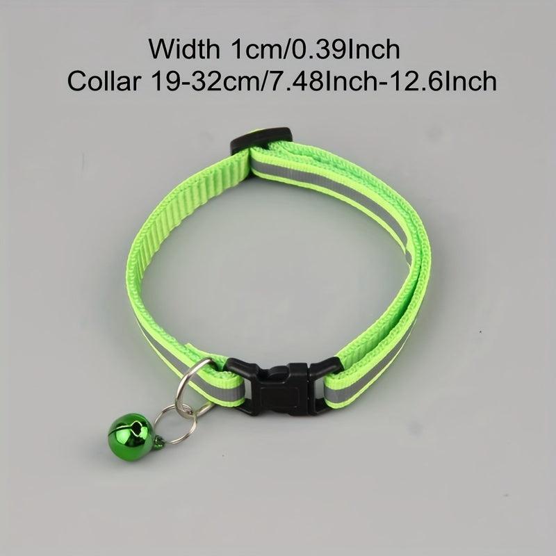 Reflective Cat Collar With Safety Buckle Adjustable Cat Collar Pet Cat Bell Coll
