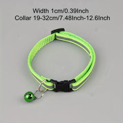 Reflective Cat Collar With Safety Buckle Adjustable Cat Collar Pet Cat Bell Coll