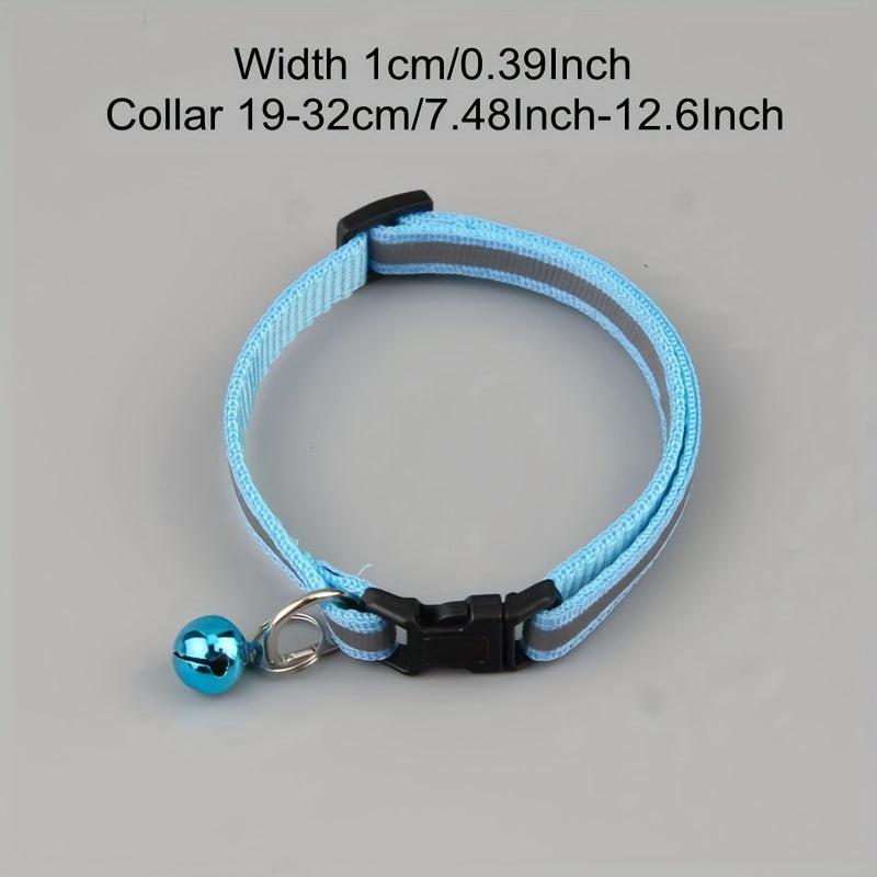 Reflective Cat Collar With Safety Buckle Adjustable Cat Collar Pet Cat Bell Coll
