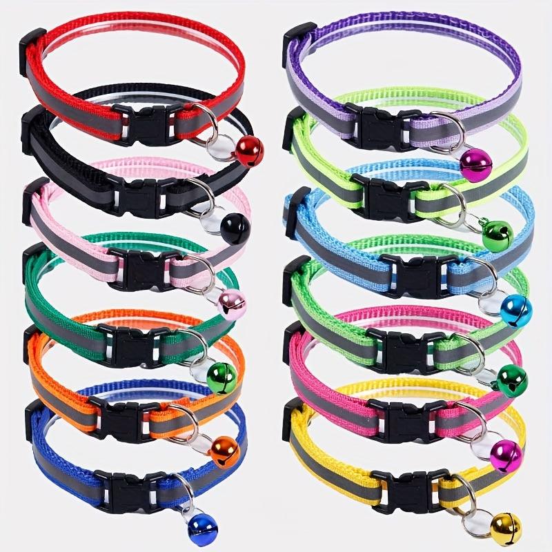 Reflective Cat Collar With Safety Buckle Adjustable Cat Collar Pet Cat Bell Coll