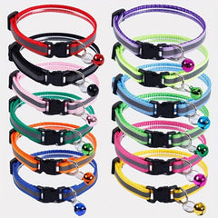 Reflective Cat Collar With Safety Buckle Adjustable Cat Collar Pet Cat Bell Coll