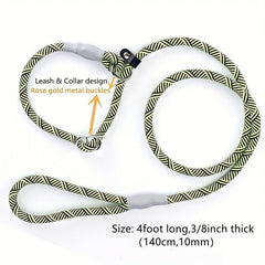 Heavy Duty Striped Dog Slip Lead Leash - No Pull Pet Training Leash