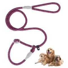 Heavy Duty Striped Dog Slip Lead Leash - No Pull Pet Training Leash