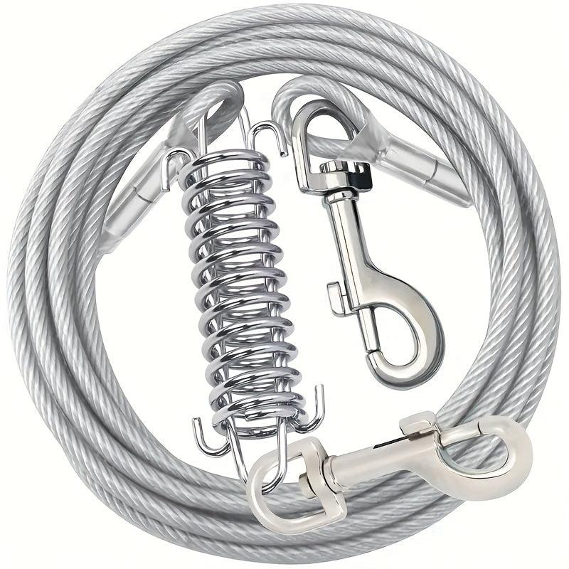 Steel Rope Dog Leash with Buffer Spring for Outdoor Training