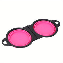 Collapsible Double Dog Bowl Portable Silicone Pet Food & Water Bowl