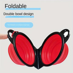 Collapsible Double Dog Bowl Portable Silicone Pet Food & Water Bowl