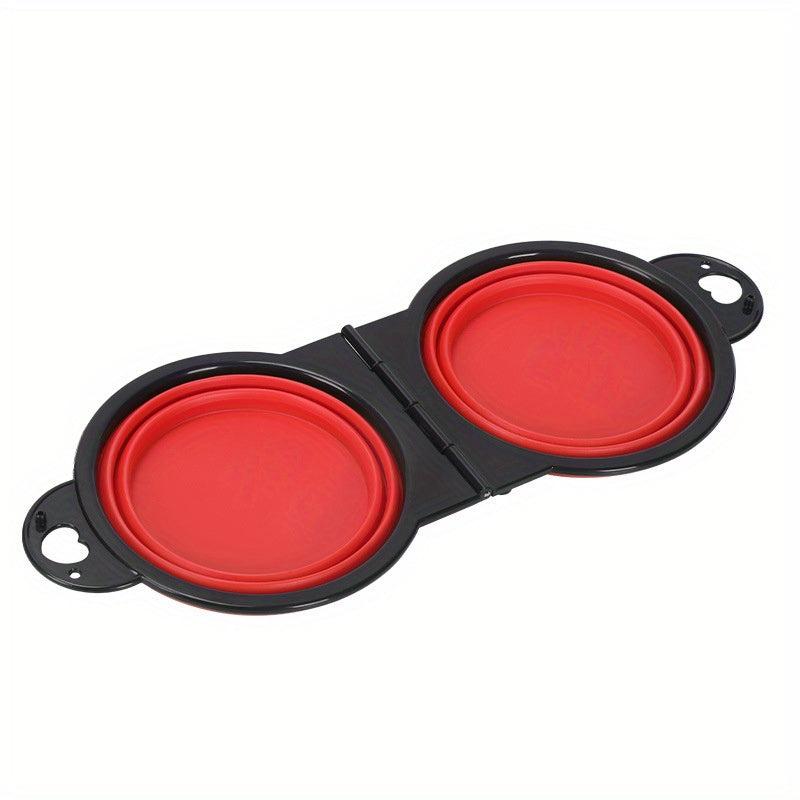 Collapsible Double Dog Bowl Portable Silicone Pet Food & Water Bowl