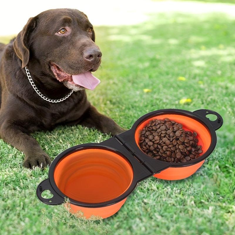 Collapsible Double Dog Bowl Portable Silicone Pet Food & Water Bowl